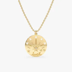 Lucky Star Diamond Coin Necklace, Fortuna SARAHELISE