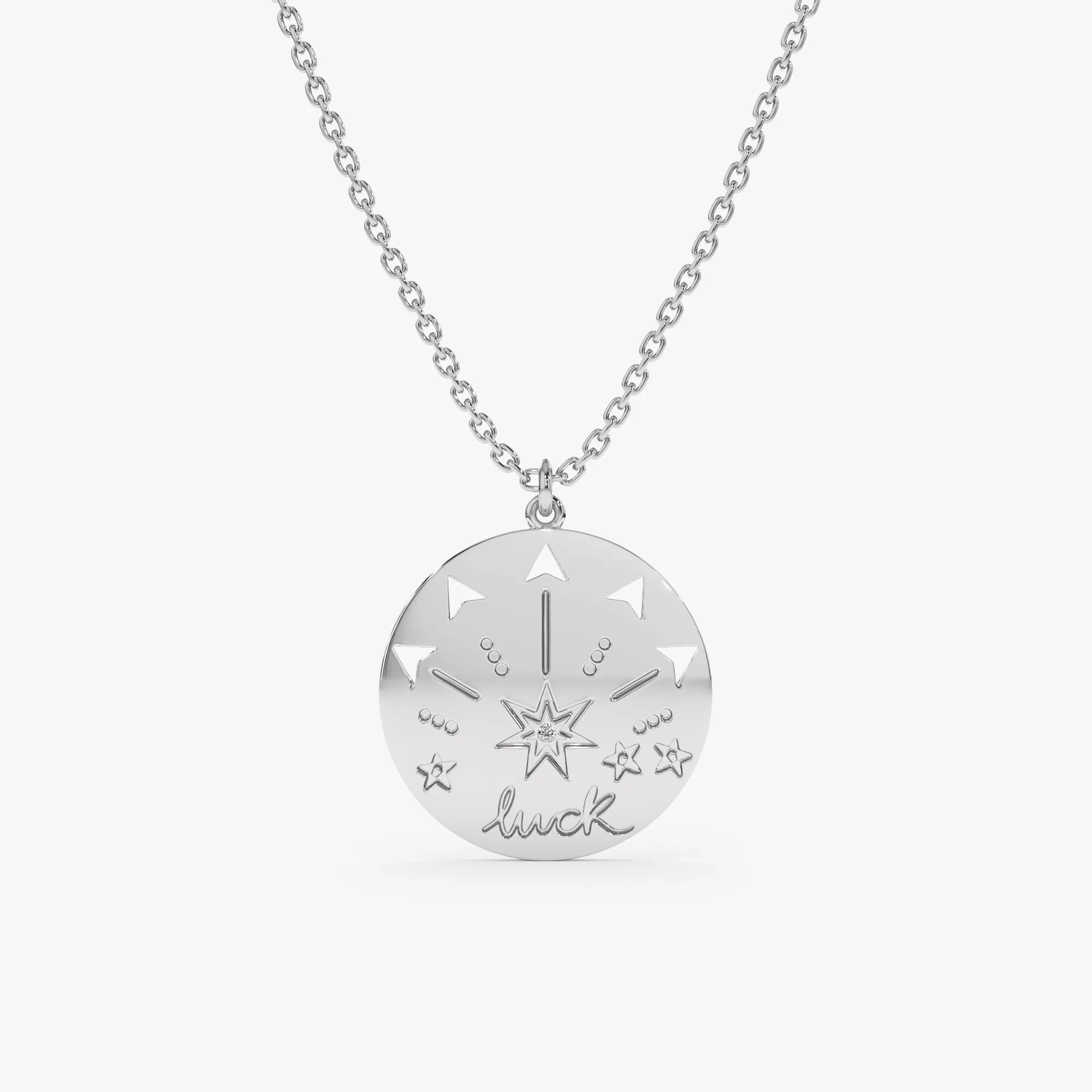 Lucky Star Diamond Coin Necklace, Fortuna SARAHELISE