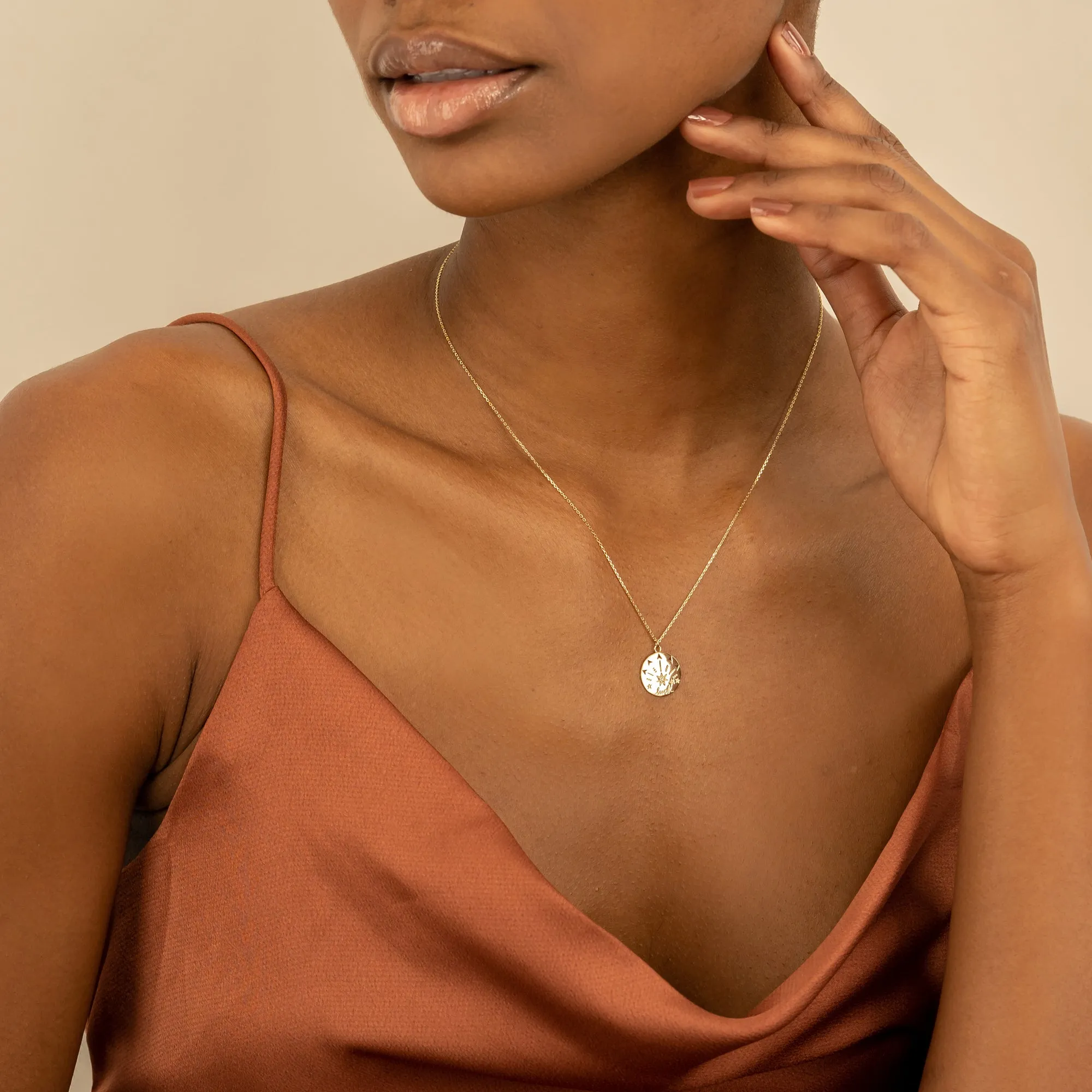 Lucky Star Diamond Coin Necklace, Fortuna SARAHELISE