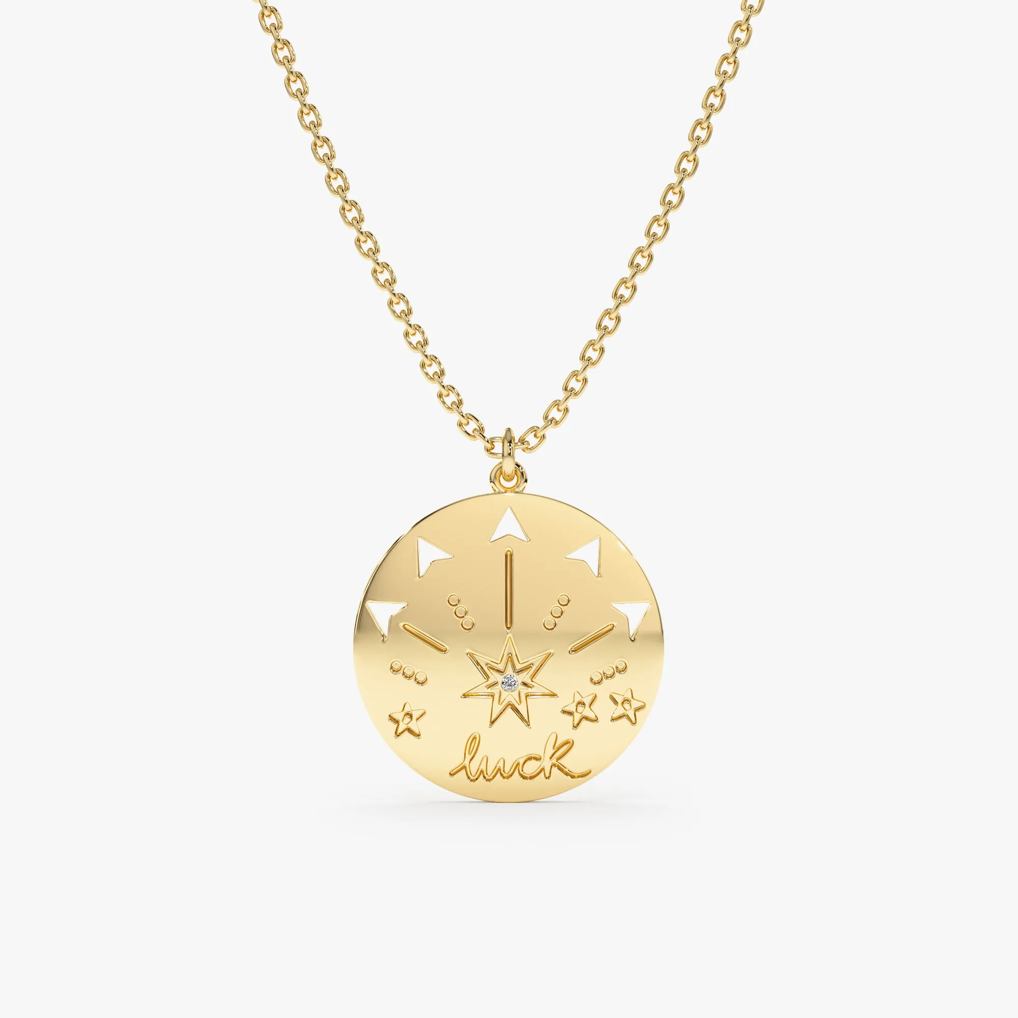 Lucky Star Diamond Coin Necklace, Fortuna SARAHELISE