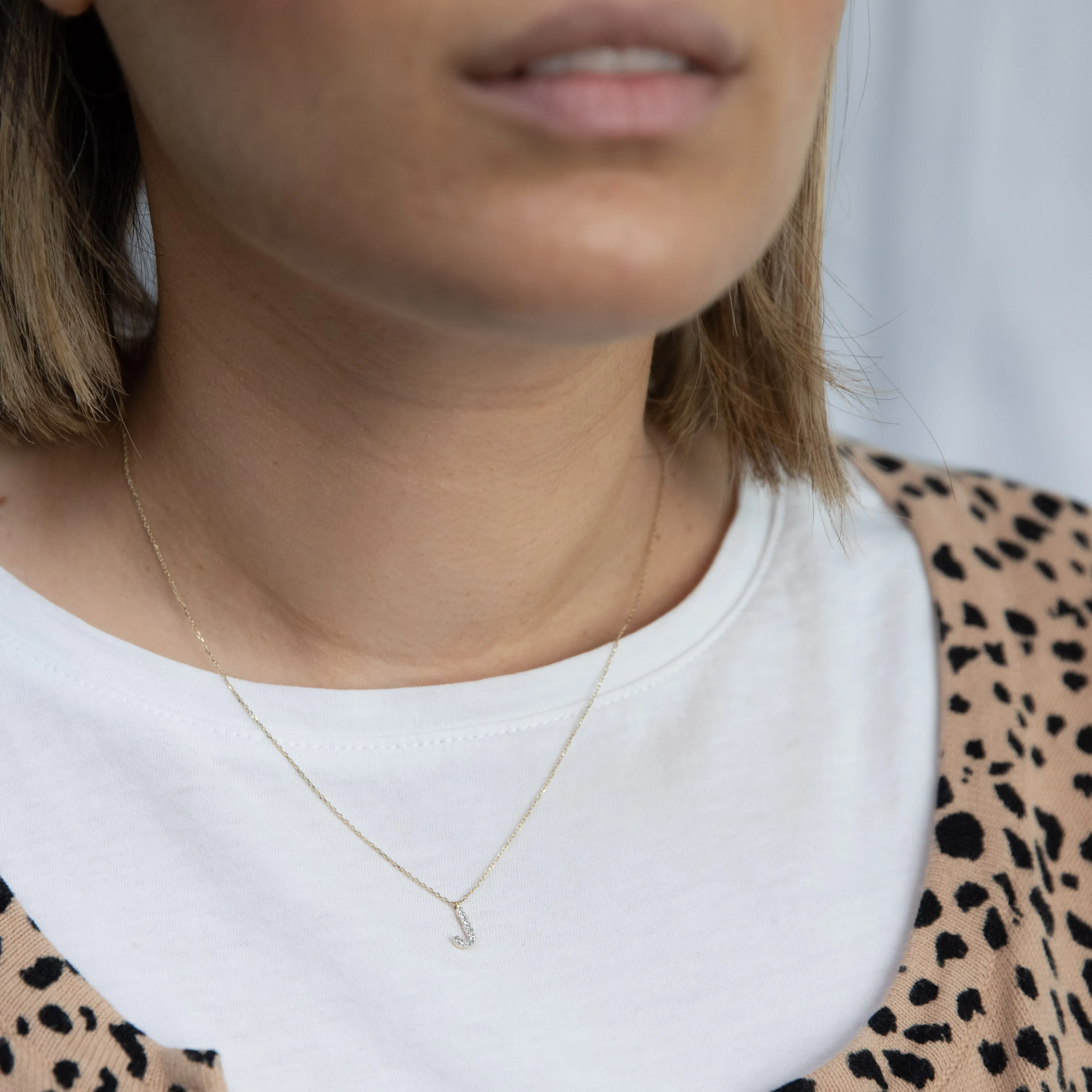 Luminesce Lab Diamond J Initial Pendant in 9ct Yellow Gold on Adjustable 45cm Chain Shiels