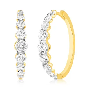 Luminesce Lab Grown 10ct Yellow Gold Hoop Earrings in 2 Carat Diamond Shiels