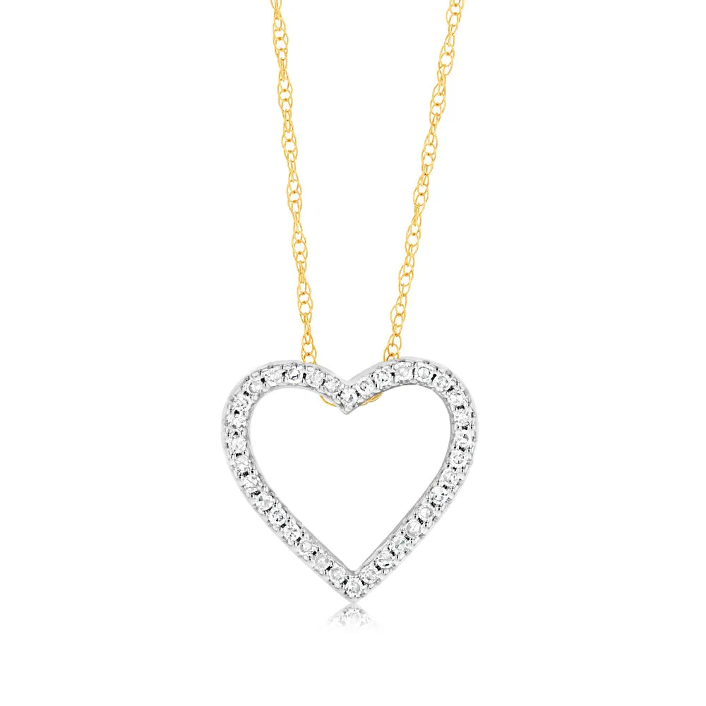 Luminesce Lab Grown 1/10 Carat Diamond Heart Pendant in 9ct Yellow Gold Shiels