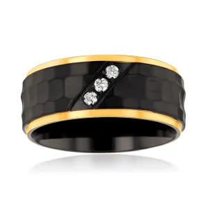 Luminesce Lab Grown 1/10 Carat Gold Plated& Black Zirconium Diamond Ring Shiels