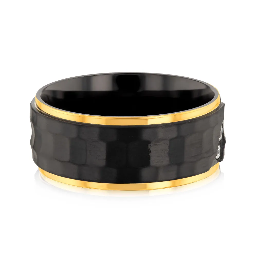 Luminesce Lab Grown 1/10 Carat Gold Plated& Black Zirconium Diamond Ring Shiels