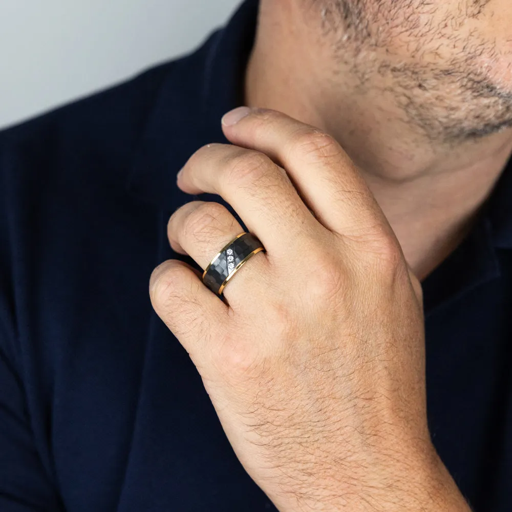 Luminesce Lab Grown 1/10 Carat Gold Plated& Black Zirconium Diamond Ring Shiels