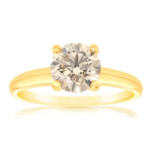 Luminesce Lab Grown 1.5 Ct Light Champagne Solitaire Diamond Ring in 14ct Yellow Gold Shiels