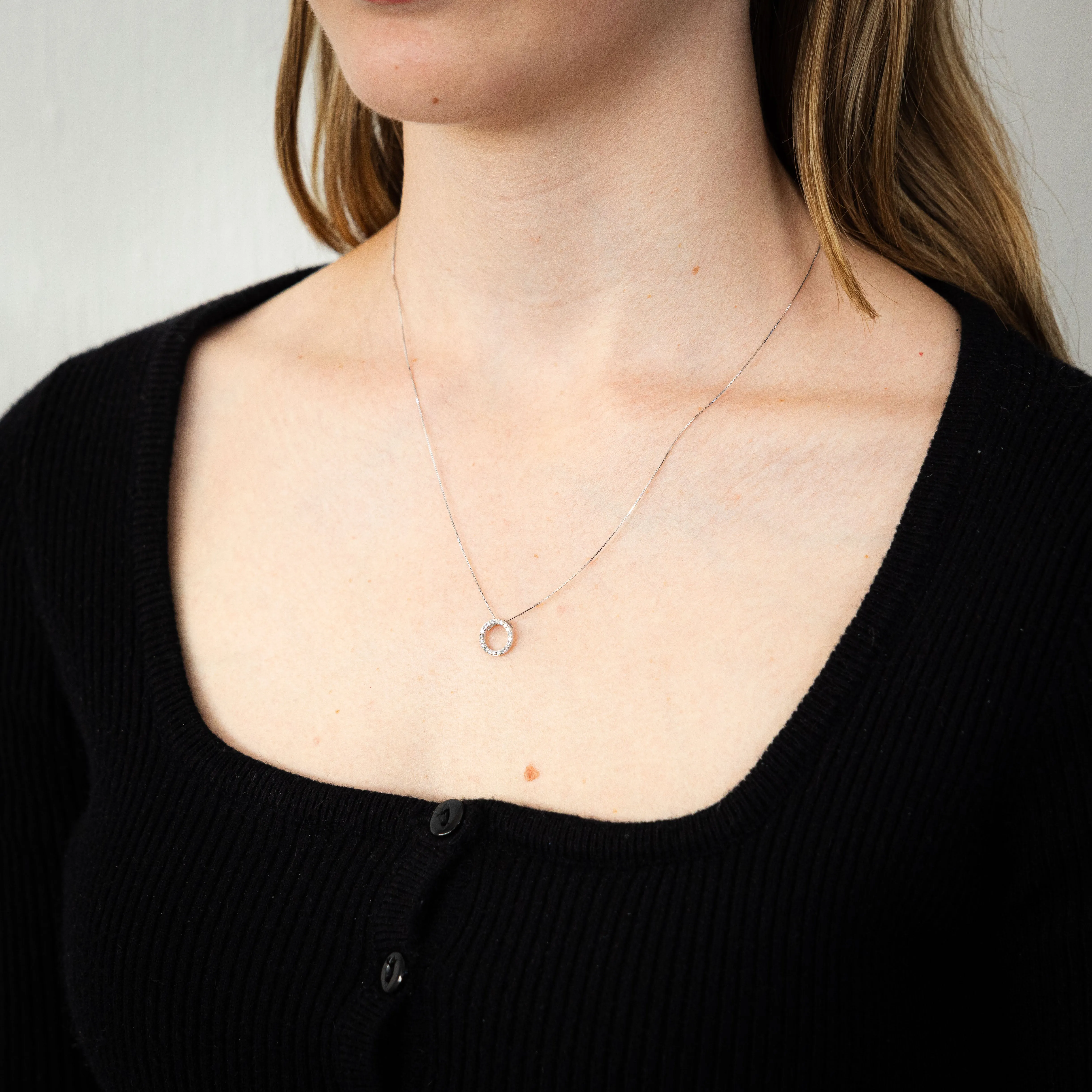 Luminesce Lab Grown 1/6 Carat Diamond Circle Pendant in 10ct White Gold Shiels