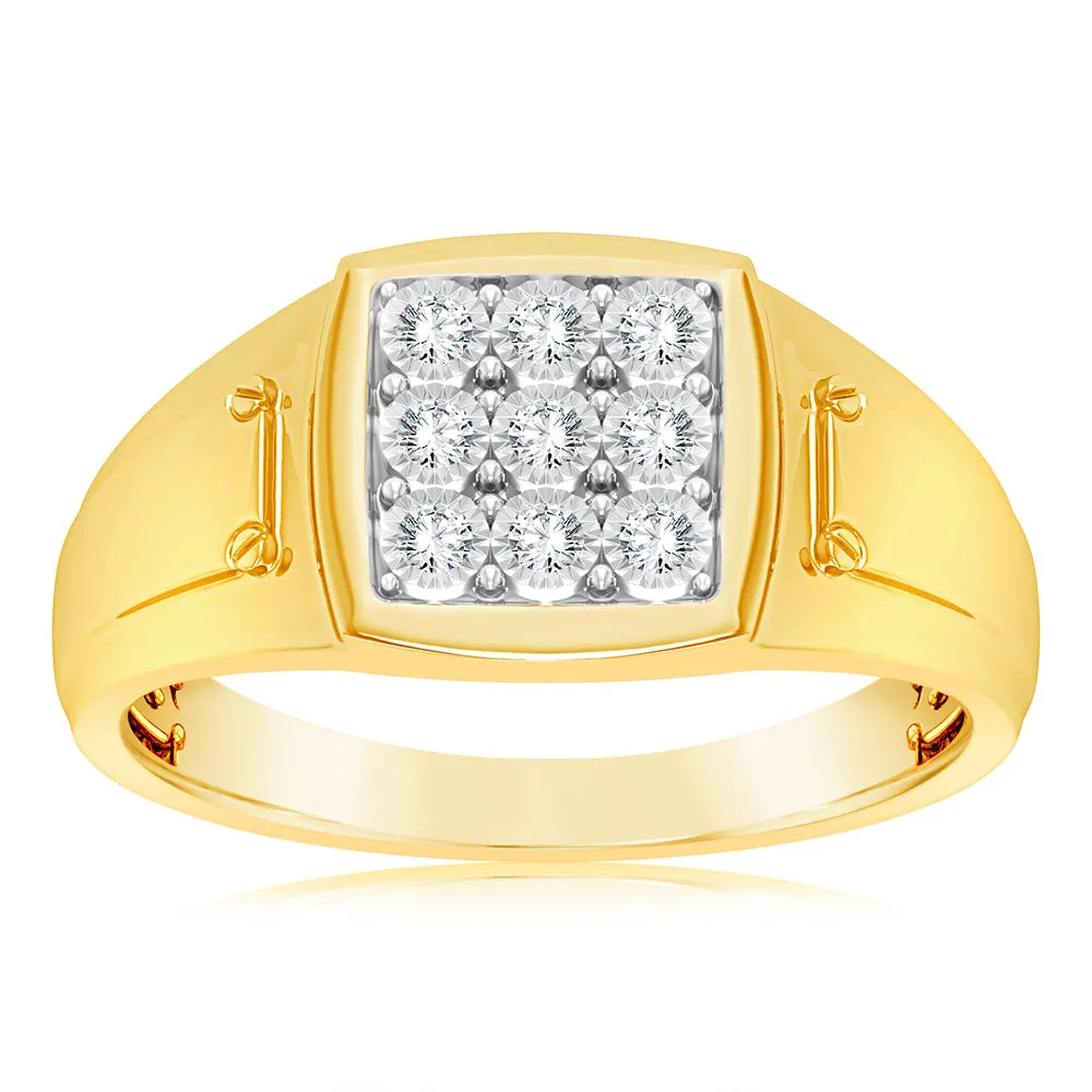 Luminesce Lab Grown 1/6 Carat Diamond Gents Ring in 9ct Yellow Gold Shiels