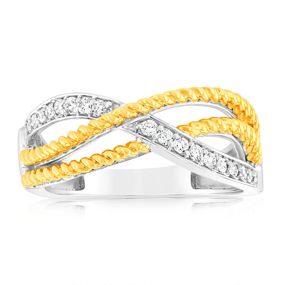 Luminesce Lab Grown 1/6 Carat Diamond Ring in 9ct Yellow Gold & Sterling Silver Shiels