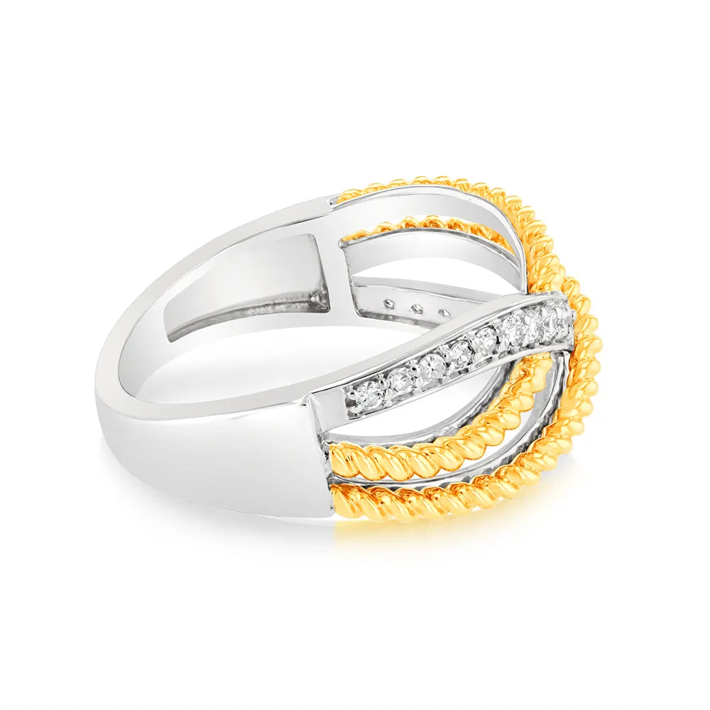 Luminesce Lab Grown 1/6 Carat Diamond Ring in 9ct Yellow Gold & Sterling Silver Shiels