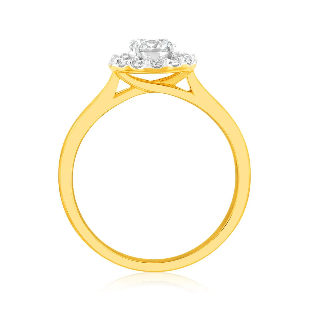 Luminesce Lab Grown 18ct Yellow Gold 1 Carat Diamond Brilliant Halo Engagement Ring Shiels