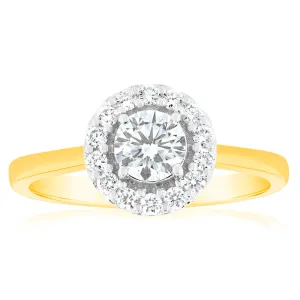 Luminesce Lab Grown 18ct Yellow Gold 1 Carat Diamond Brilliant Halo Engagement Ring Shiels