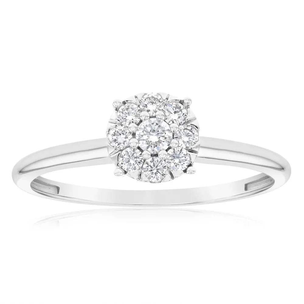 Luminesce Lab Grown 9ct White Gold 0.30 Carat Diamond Cluster Dress Ring Shiels