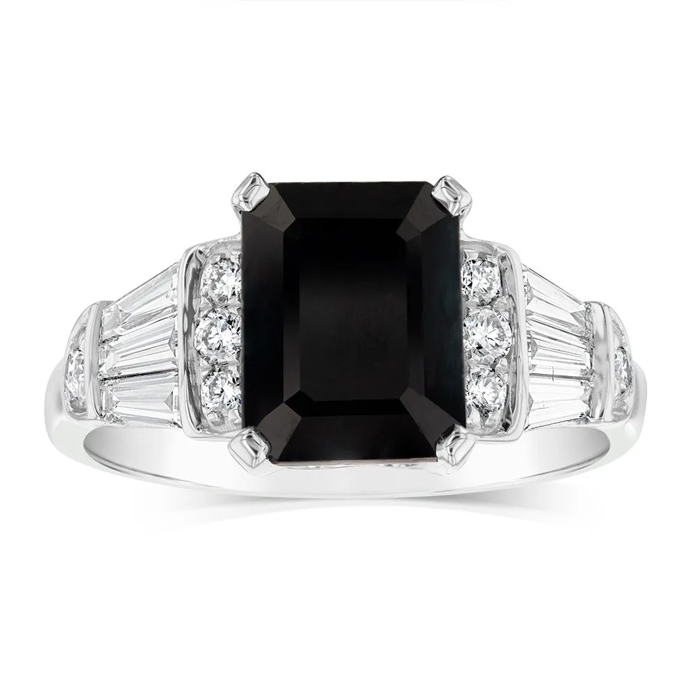Luminesce Lab Grown 9ct White Gold 1/2 Carat Diamond 3 Carat Natural Sapphire Ring Shiels