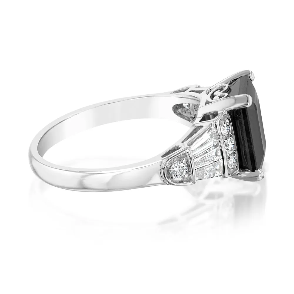 Luminesce Lab Grown 9ct White Gold 1/2 Carat Diamond 3 Carat Natural Sapphire Ring Shiels