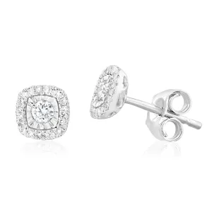 Luminesce Lab Grown 9ct White Gold 1/5 Carat Diamond Halo Stud Earrings Shiels