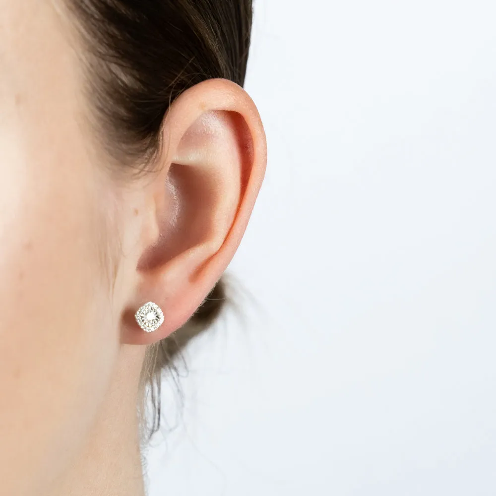 Luminesce Lab Grown 9ct White Gold 1/5 Carat Diamond Halo Stud Earrings Shiels
