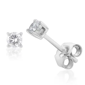 Luminesce Lab Grown 9ct White Gold Diamond Solitiaire Classic 1/5 Carat Stud Earring Shiels