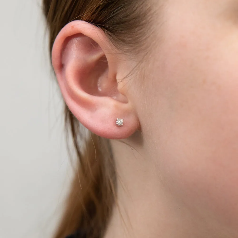 Luminesce Lab Grown 9ct White Gold Diamond Solitiaire Classic 1/5 Carat Stud Earring Shiels