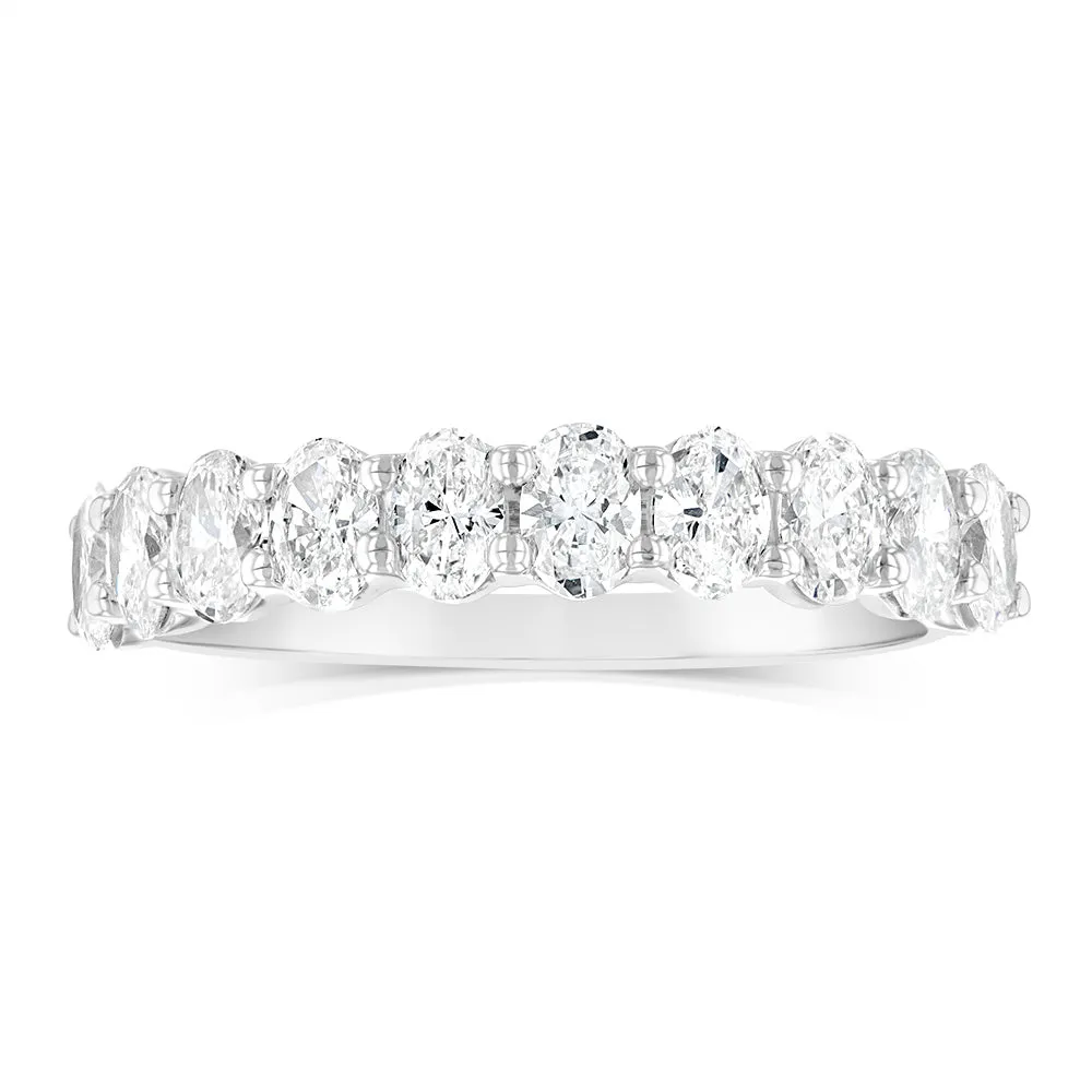 Luminesce Lab Grown 9ct White Gold Eternity Oval Cut Shaped Ring in 1 Carat Diamond Shiels