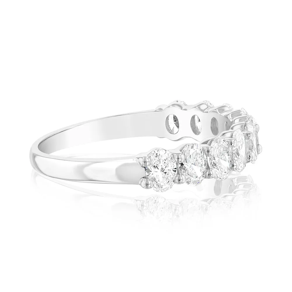 Luminesce Lab Grown 9ct White Gold Eternity Oval Cut Shaped Ring in 1 Carat Diamond Shiels
