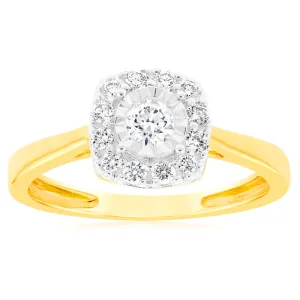 Luminesce Lab Grown 9ct Yellow Gold 0.30 Carat Diamond Cluster Dress Ring Shiels