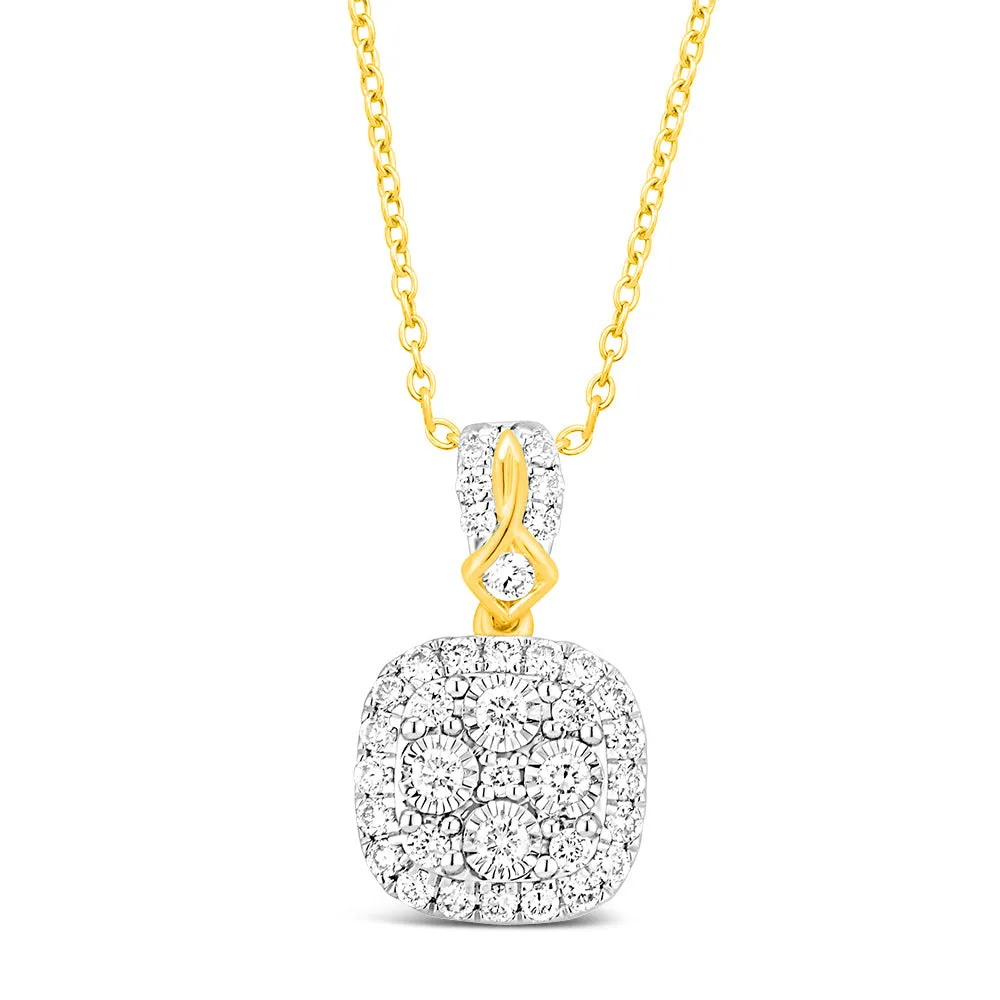 Luminesce Lab Grown 9ct Yellow Gold 1/2 Carat Diamond Pendant with Chain Shiels