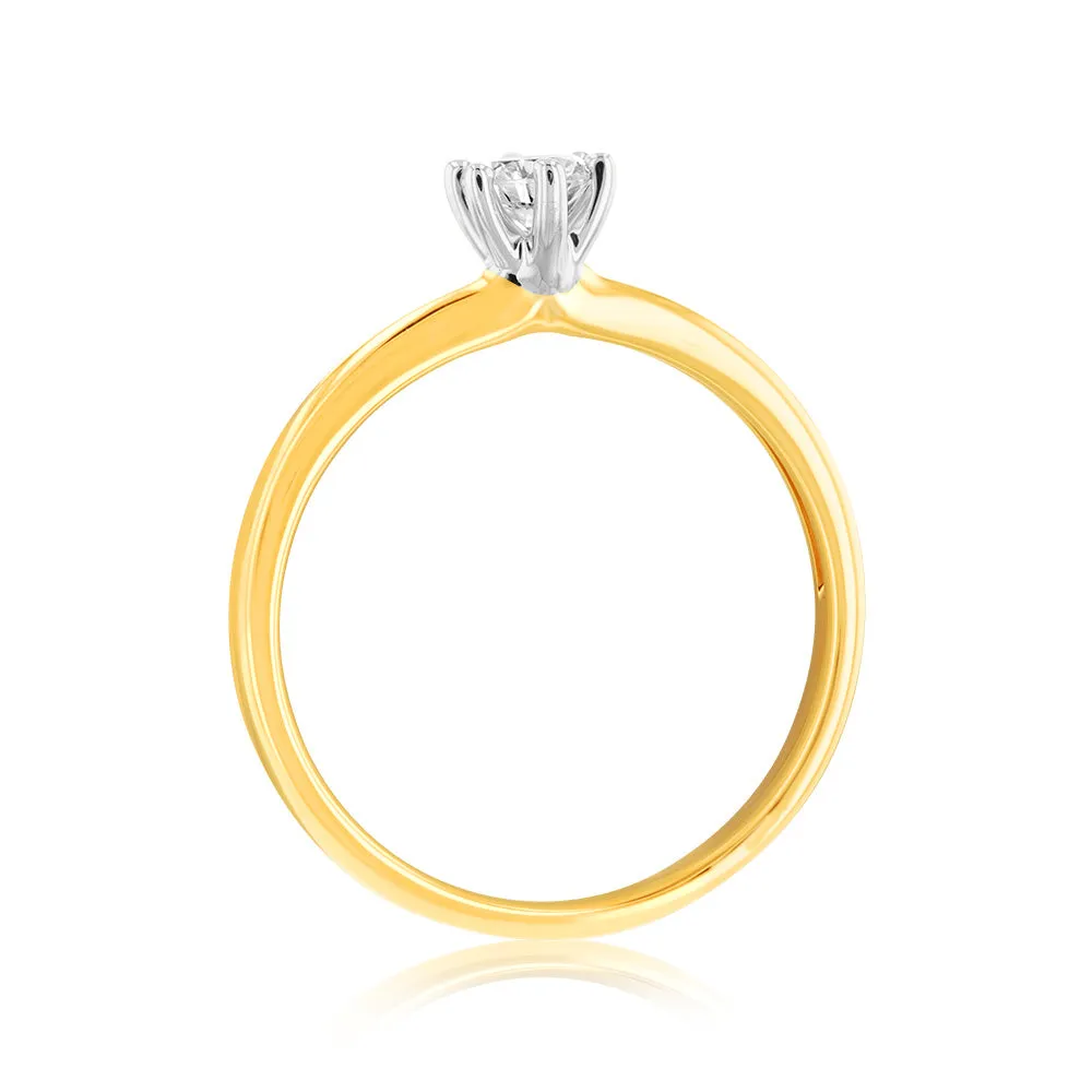 Luminesce Lab Grown 9ct Yellow Gold 1/4 Carat Brilliant Cut Solitaire Diamond Ring Shiels