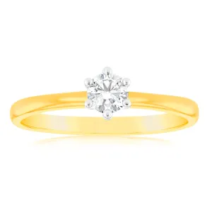 Luminesce Lab Grown 9ct Yellow Gold 1/4 Carat Brilliant Cut Solitaire Diamond Ring Shiels