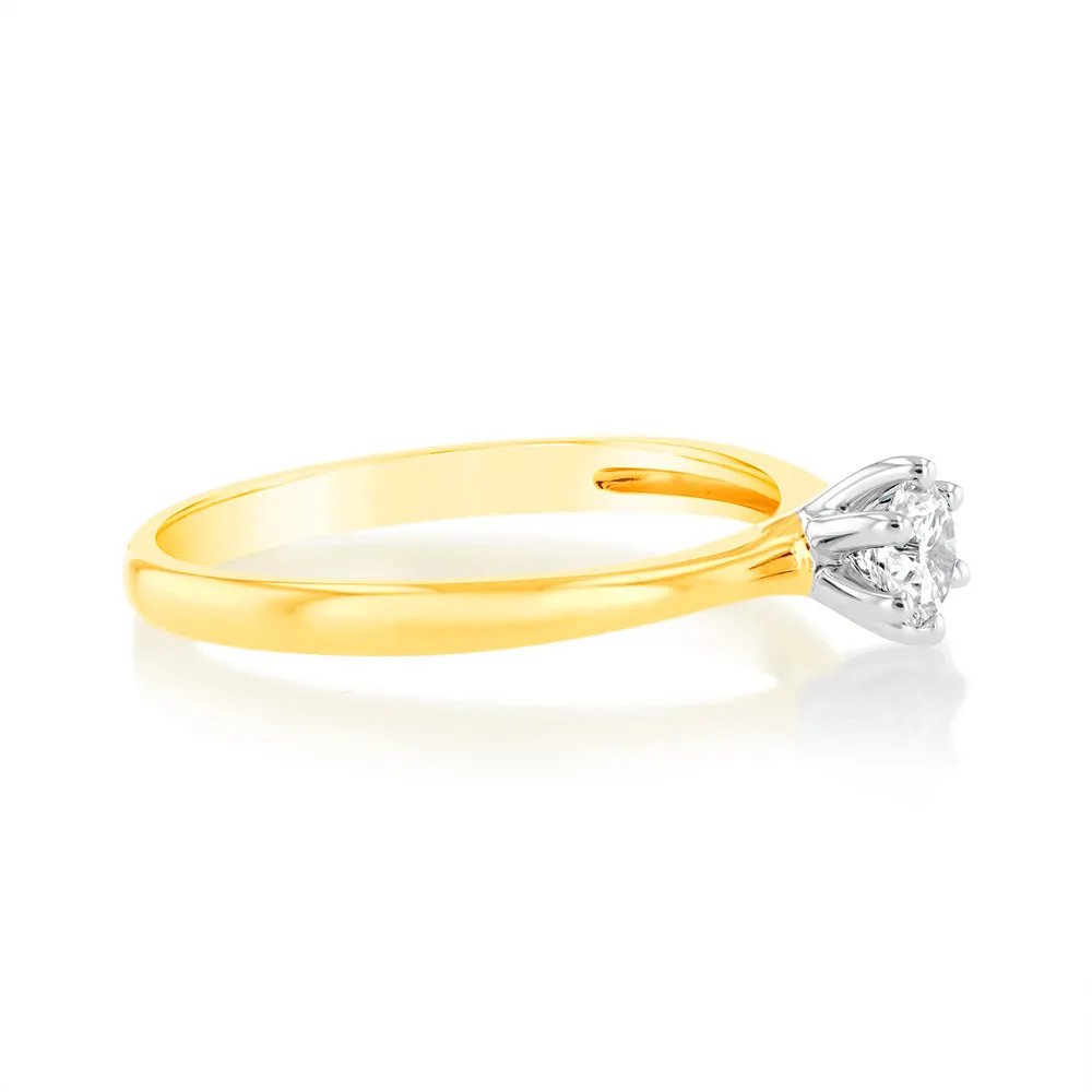 Luminesce Lab Grown 9ct Yellow Gold 1/4 Carat Brilliant Cut Solitaire Diamond Ring Shiels