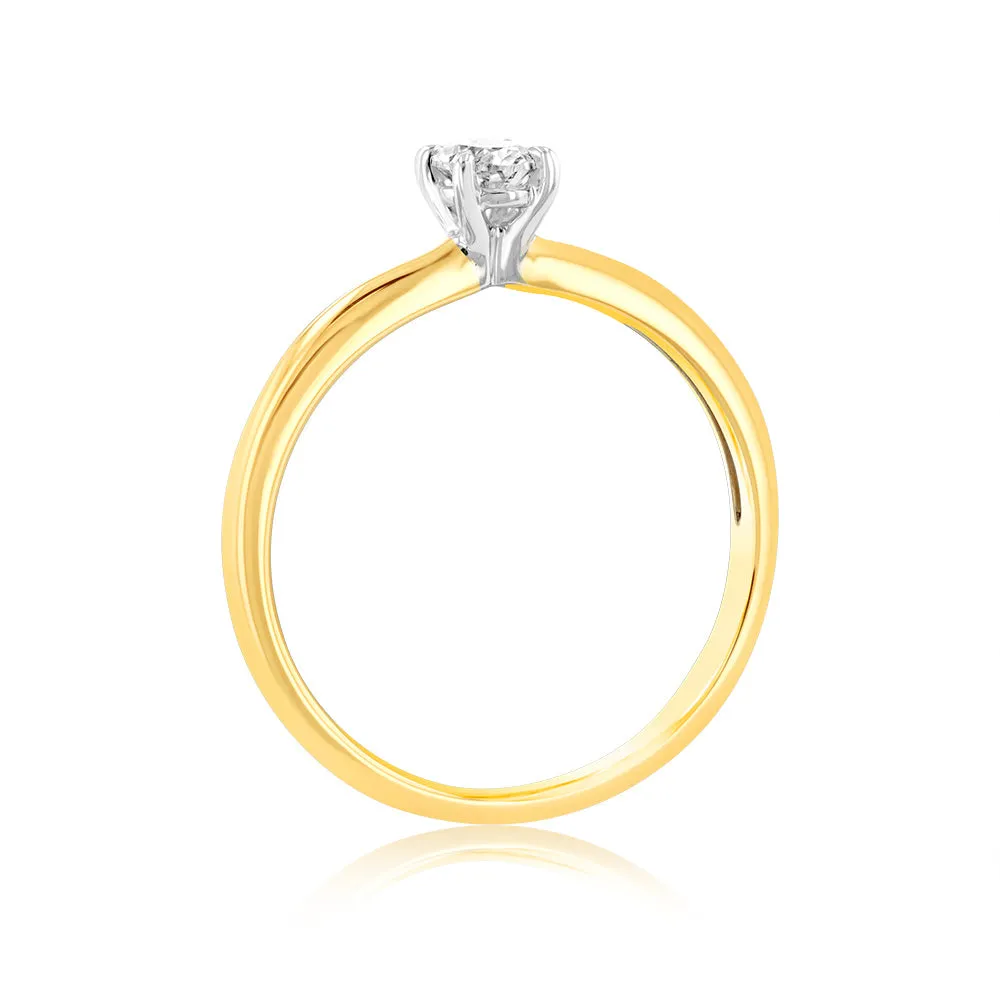 Luminesce Lab Grown 9ct Yellow Gold 1/4 Carat Oval Cut Solitaire Diamond Ring Shiels