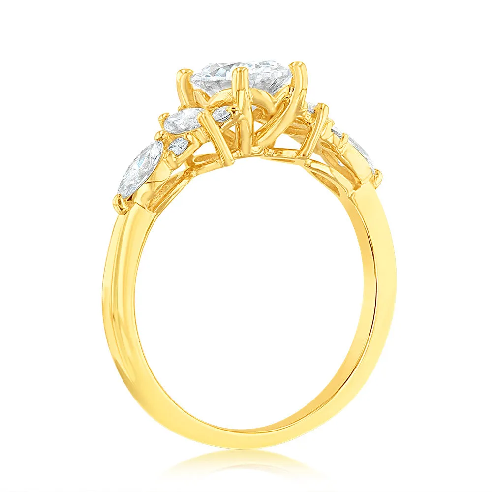 Luminesce Lab Grown 9ct Yellow Gold 1.5 Carat Diamond with 1 Carat Oval Centre Solitaire Fancy Ring Shiels