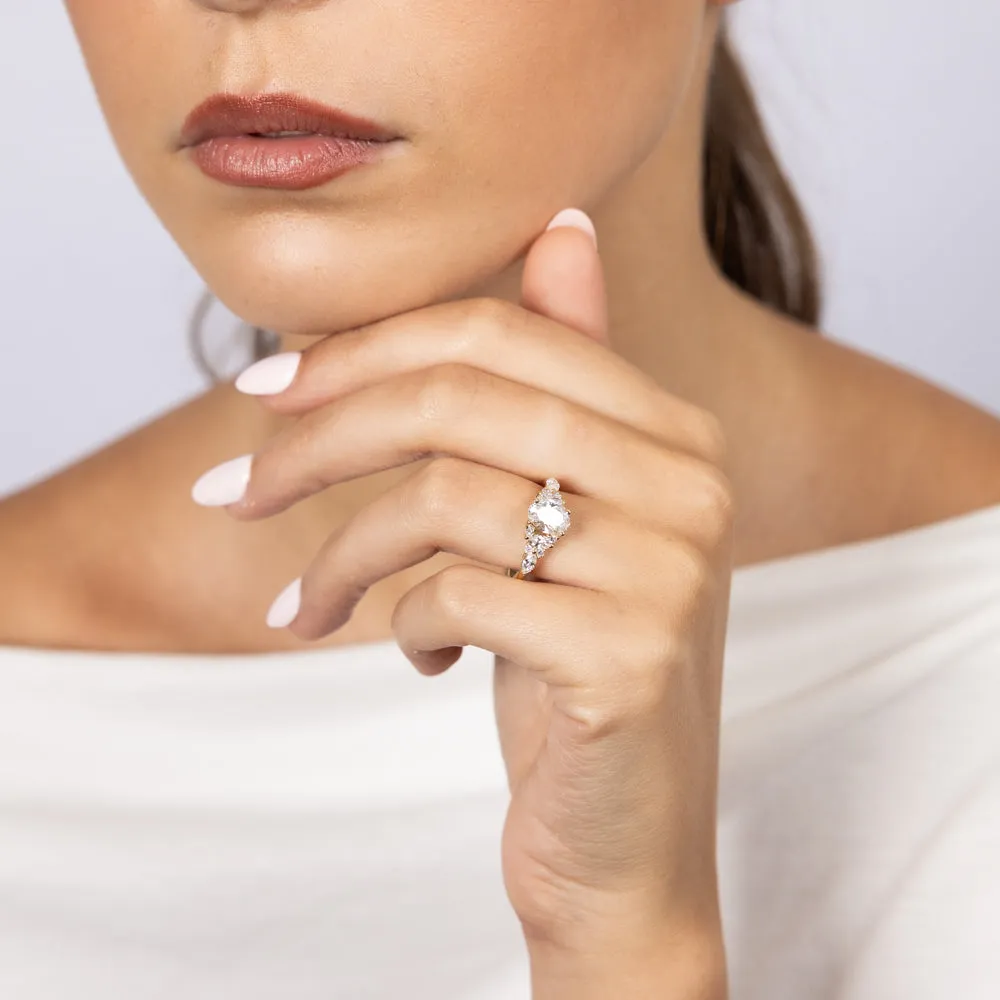 Luminesce Lab Grown 9ct Yellow Gold 1.5 Carat Diamond with 1 Carat Oval Centre Solitaire Fancy Ring Shiels