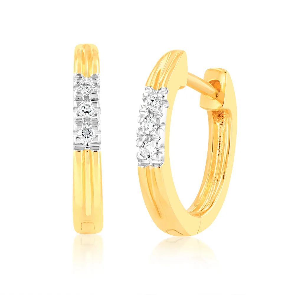 Luminesce Lab Grown 9ct Yellow Gold 6 Diamonds Hoop Earrings Shiels