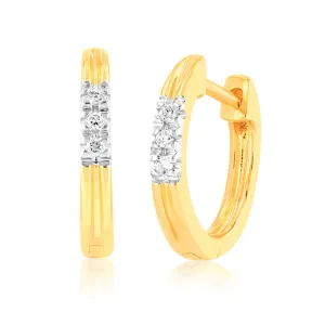 Luminesce Lab Grown 9ct Yellow Gold 6 Diamonds Hoop Earrings Shiels