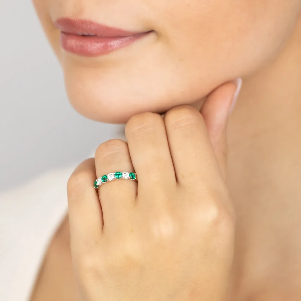 Luminesce Lab Grown 9ct Yellow Gold Created Emerald 0.30 Carat Diamond Ring Shiels