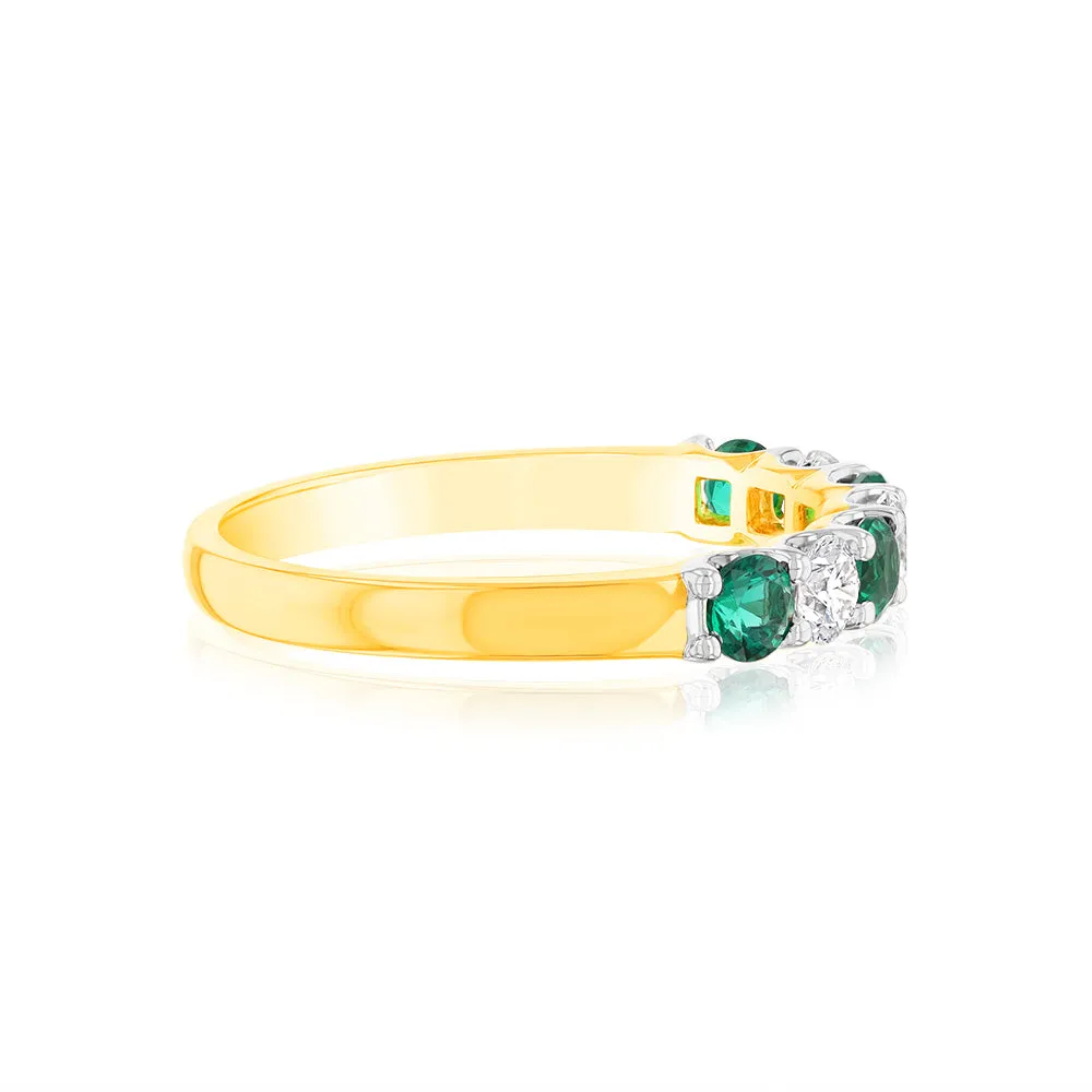 Luminesce Lab Grown 9ct Yellow Gold Created Emerald 0.30 Carat Diamond Ring Shiels