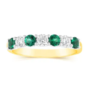Luminesce Lab Grown 9ct Yellow Gold Created Emerald 0.30 Carat Diamond Ring Shiels