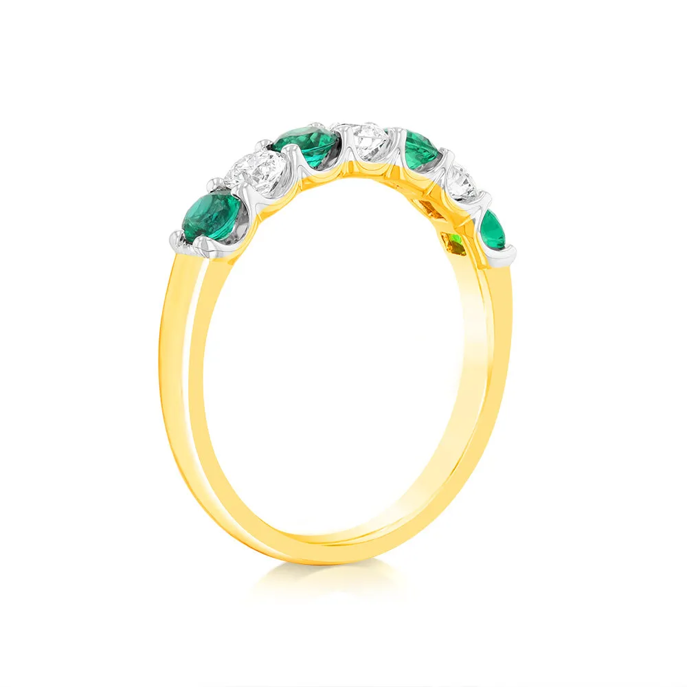 Luminesce Lab Grown 9ct Yellow Gold Created Emerald 0.30 Carat Diamond Ring Shiels