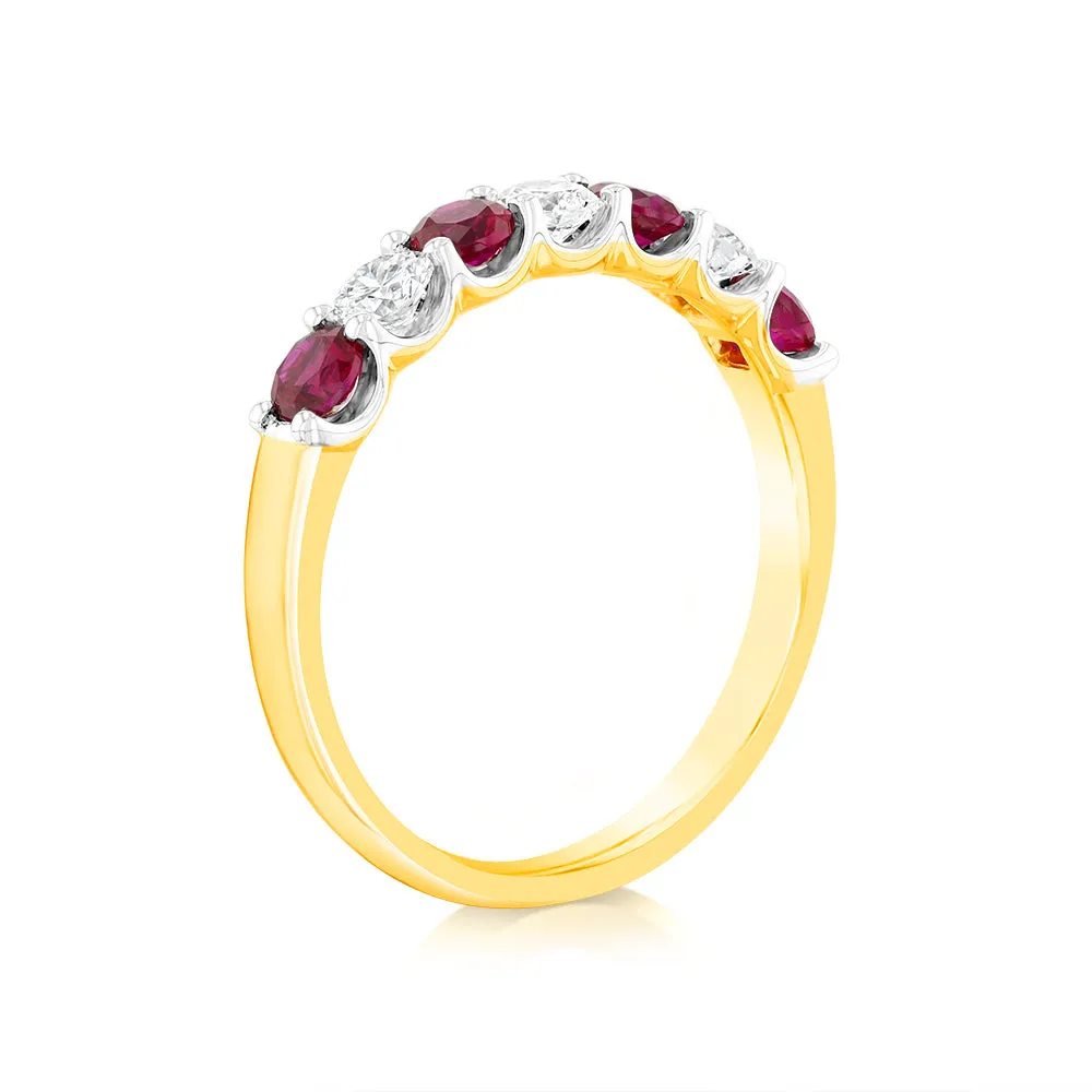 Luminesce Lab Grown 9ct Yellow Gold Created Ruby 0.30 Carat Diamond Ring Shiels