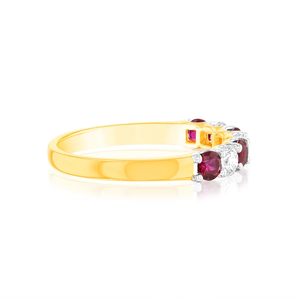 Luminesce Lab Grown 9ct Yellow Gold Created Ruby 0.30 Carat Diamond Ring Shiels