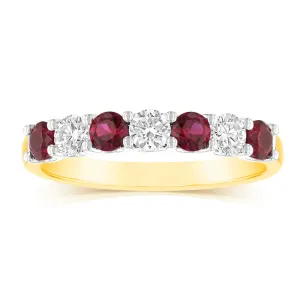 Luminesce Lab Grown 9ct Yellow Gold Created Ruby 0.30 Carat Diamond Ring Shiels