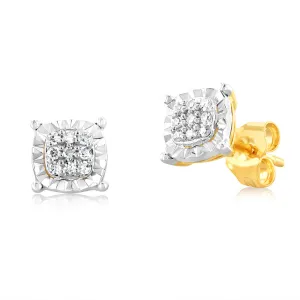 Luminesce Lab Grown 9ct Yellow Gold Cushion Diamond Earrings Shiels