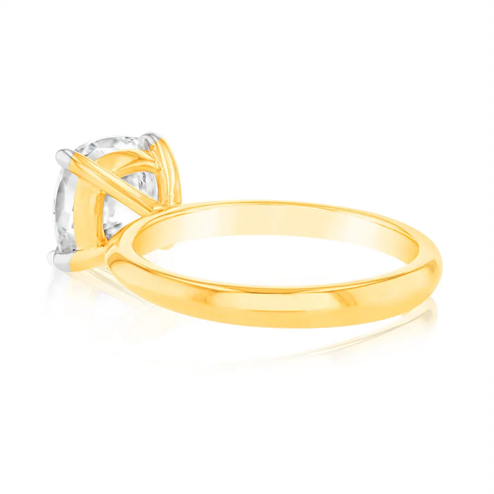 Luminesce Lab Grown Certified 2 Carat Diamond Cushion Cut Engagement Ring in 18ct Yellow Gold Shiels
