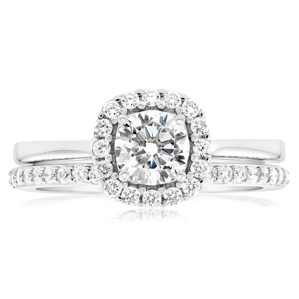 Luminesce Lab Grown Diamond 1 Carat Bridal Set in Halo Design set in 18ct White Gold Shiels