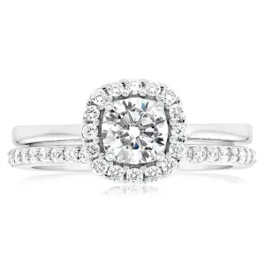 Luminesce Lab Grown Diamond 1 Carat Bridal Set in Halo Design set in 18ct White Gold Shiels
