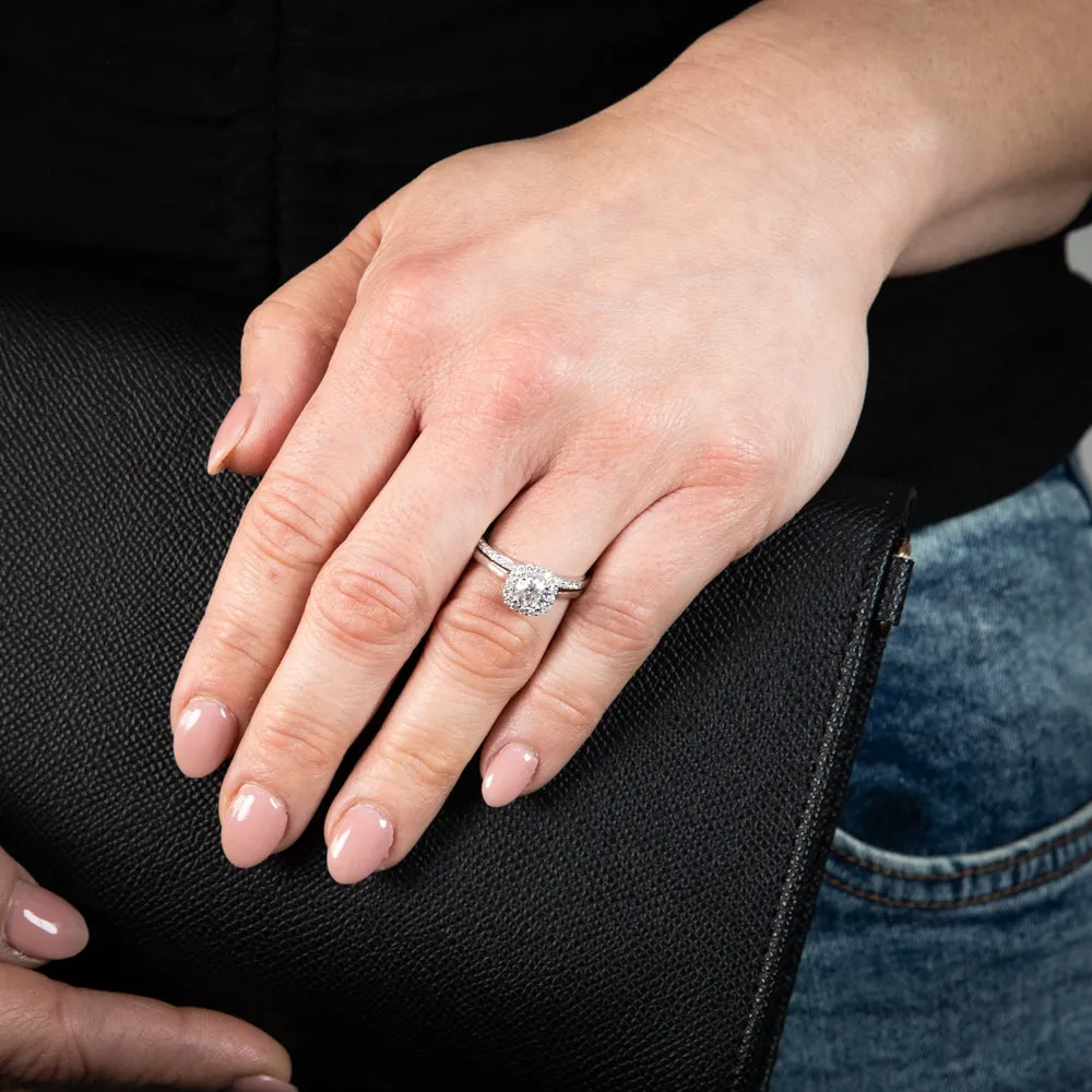 Luminesce Lab Grown Diamond 1 Carat Bridal Set in Halo Design set in 18ct White Gold Shiels