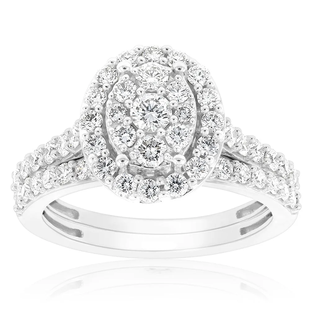 Luminesce Lab Grown Diamond 1.2CT Bridal Set in Oval Design 10ct White Gold Shiels