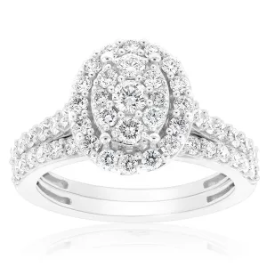 Luminesce Lab Grown Diamond 1.2CT Bridal Set in Oval Design 10ct White Gold Shiels